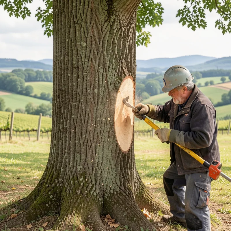 Abattage sécurisé d&rsquo;un arbre par une équipe d&rsquo;élagueurs