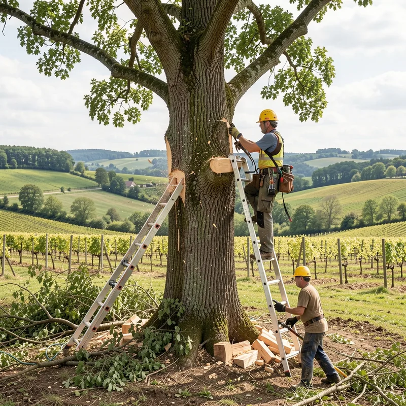 Tronc d&rsquo;arbre débité et terrain sécurisé après abattage
