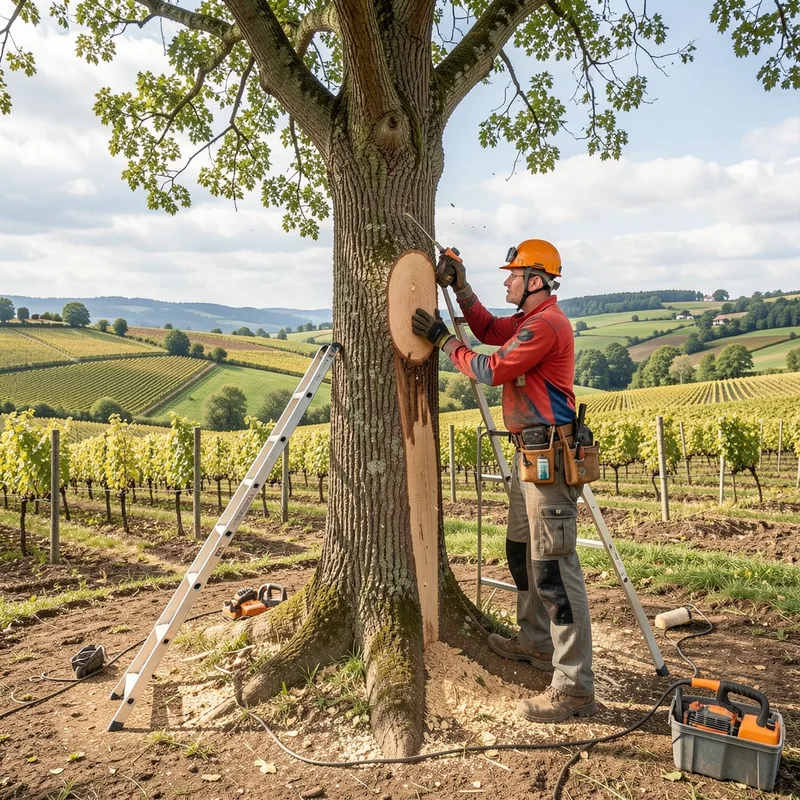 Chantier de démontage sécurisé dans un jardin de ville