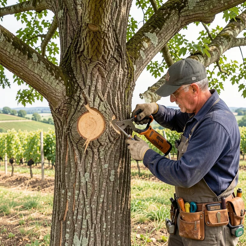 Examen du tronc d&rsquo;un arbre lors d&rsquo;un diagnostic sanitaire