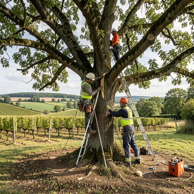 Arbre sain et vigoureux dans un jardin du Beaujolais